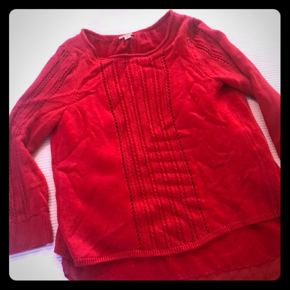 Lucky brand layered sweaters (1 red and 1 cream)
